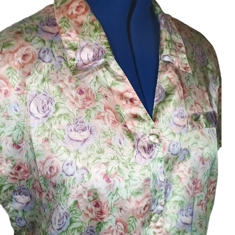 Vintage Floral Satin Sleep Shirt
